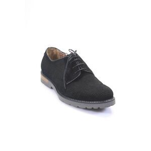 JACHS Mens Suede Perforated Round Toe Lace Up Derby Dress Shoes Black Size 8